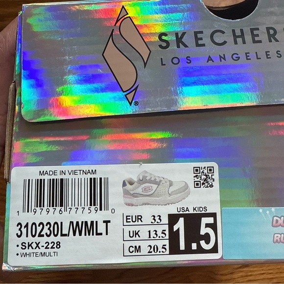 NIB Skechers Girl SKX-228 White/Multi Girl Sneakers size 1.5 - Picture 9 of 9
